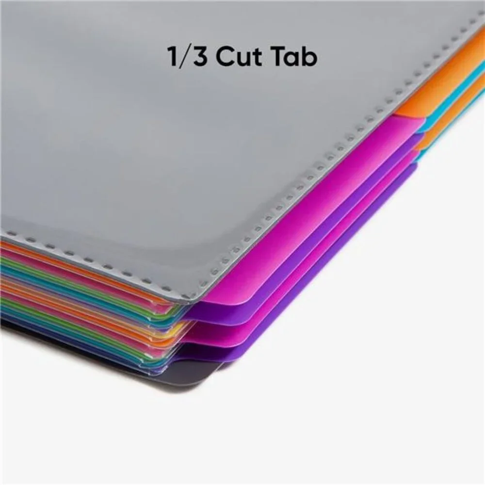 24-Pocket Project Organizer, Letter‎ Size, Grey with Bright Tabs Size 8 1/2 x11